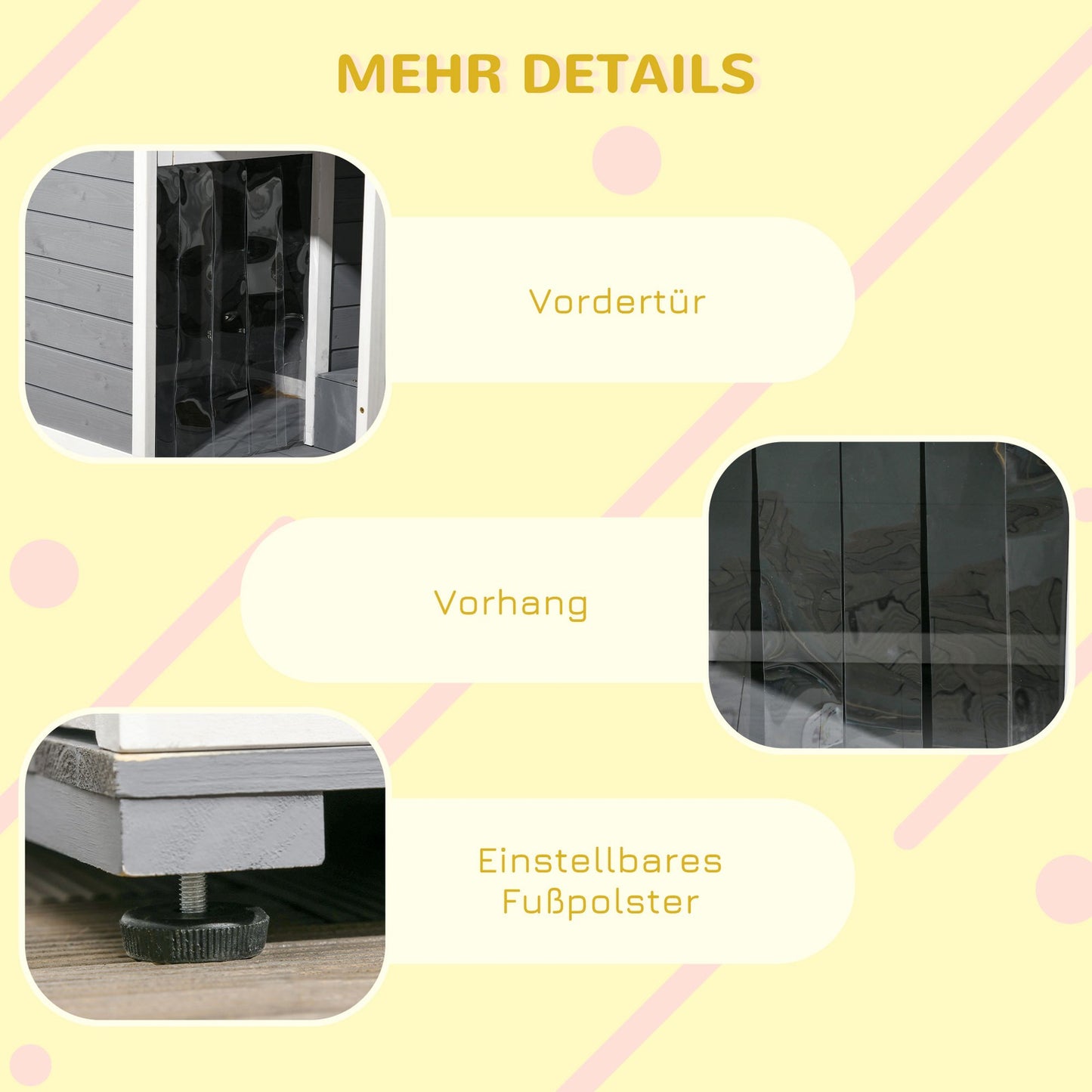 Pawhut Tannenholz-Hundehütte mit zwei Fressnapf-Schalen für Kleintiere, optimal für den Außenbereich