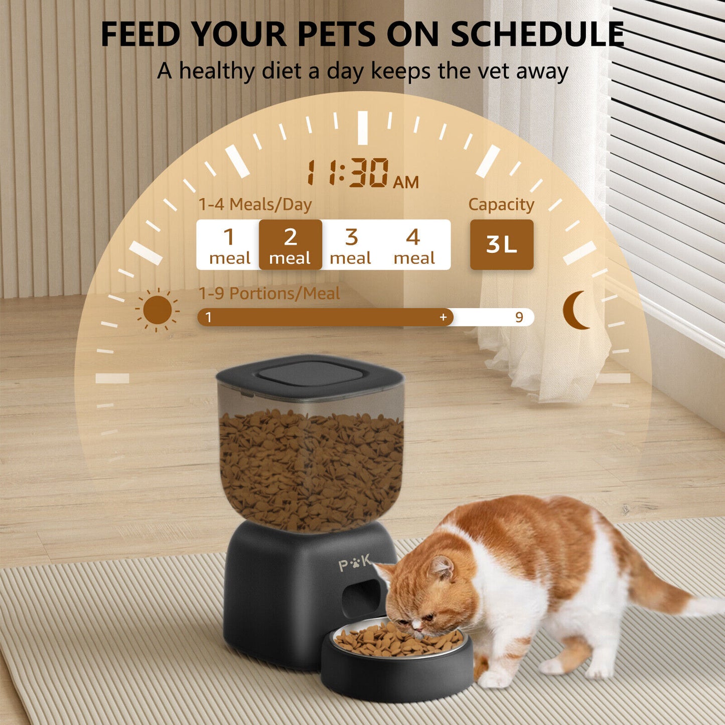 Automatischer Futter- und Wasserspender für Katzen und Hunde mit integriertem Filtersystem