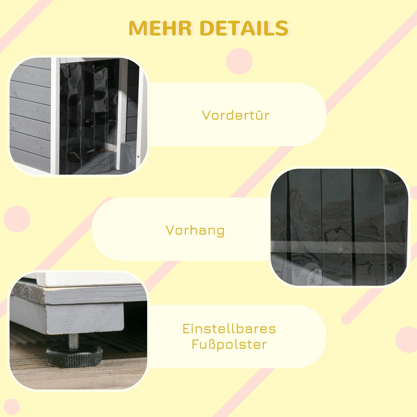 Pawhut Tannenholz-Hundehütte mit zwei Fressnapf-Schalen für Kleintiere, optimal für den Außenbereich