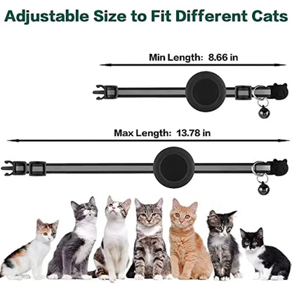 Reflective Breakaway Cat Collar with Apple AirTag Holder and Bell for Kittens, 0.4 Inches