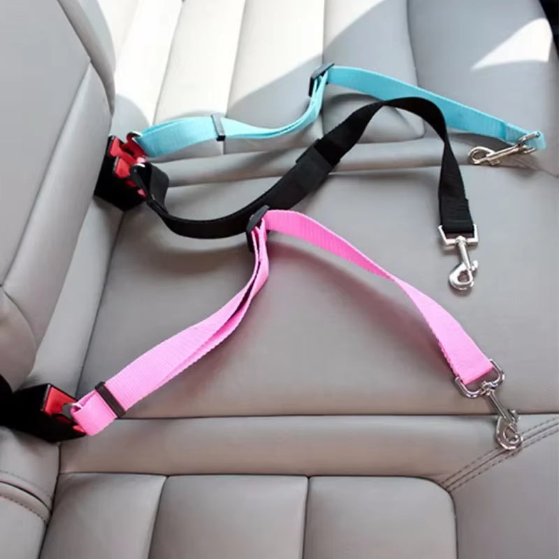 Adjustable Pet Safety Seat Belt and Harness for Dogs and Cats with Clip and Traction Lead Accessories