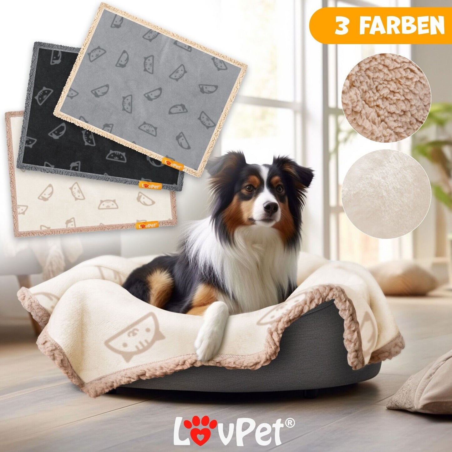 LOVPET® Waterproof Dog Blanket with Fleece Dry Bed for Pets, Accompanied by 3 Toy Bones