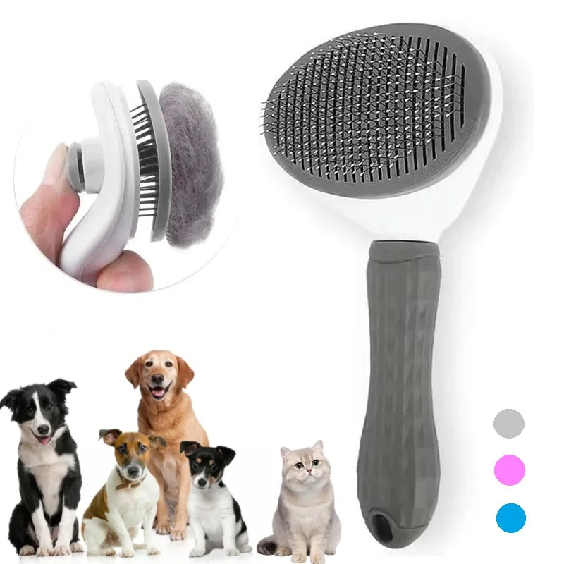 Self-Cleaning Pet Hair Removal Comb and Slicker Brush for Cats and Dogs - Professional Grooming Accessories