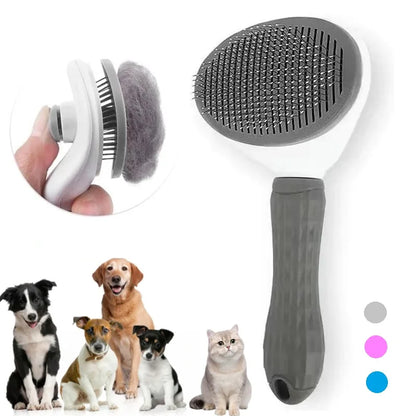 Self-Cleaning Pet Hair Removal Comb and Slicker Brush for Cats and Dogs - Professional Grooming Accessories