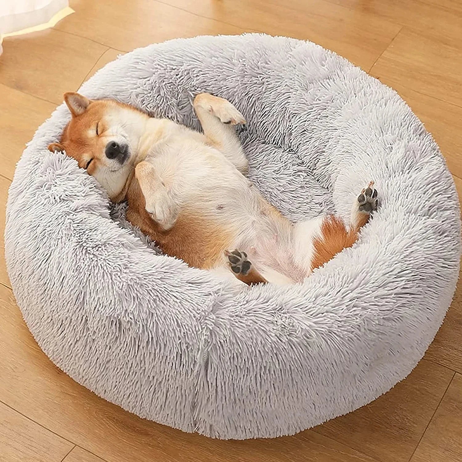 Premium Plush Donut Dog Bed - Warm, Soft, and Washable Calming Pet Bed for Small to Large Dogs and Cats - Ideal Winter Kennel Sofa Cushion Mat