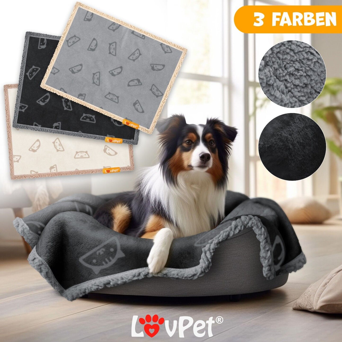 LOVPET® Waterproof Dog Blanket with Fleece Dry Bed for Pets, Accompanied by 3 Toy Bones
