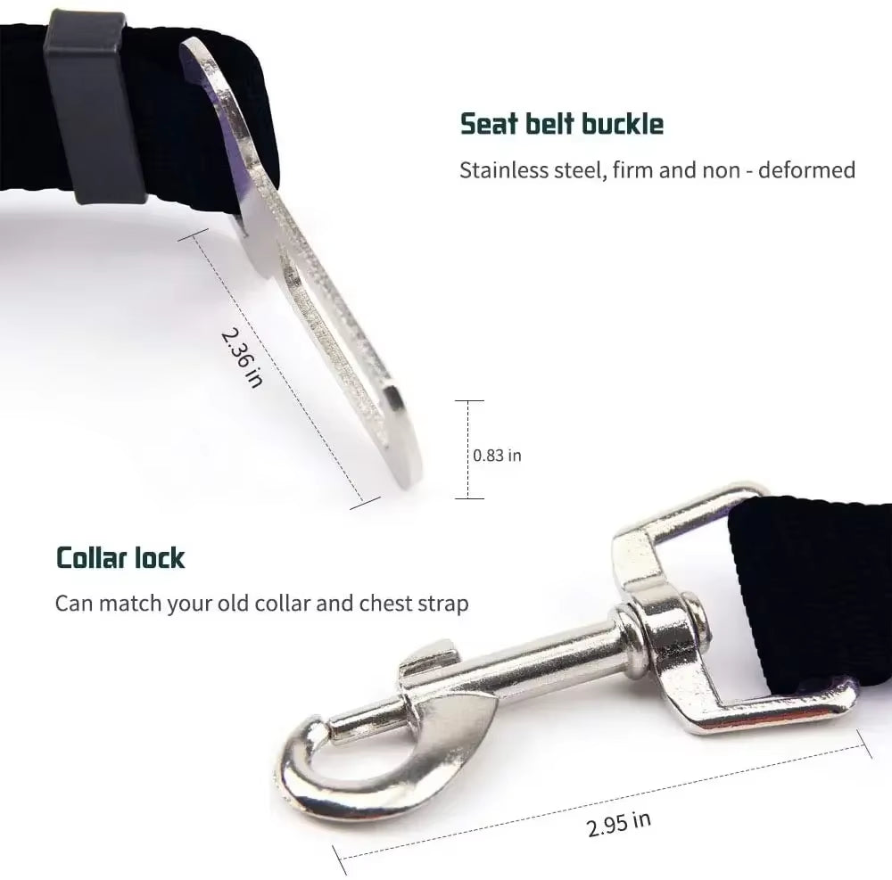 Adjustable Pet Safety Seat Belt and Harness for Dogs and Cats with Clip and Traction Lead Accessories