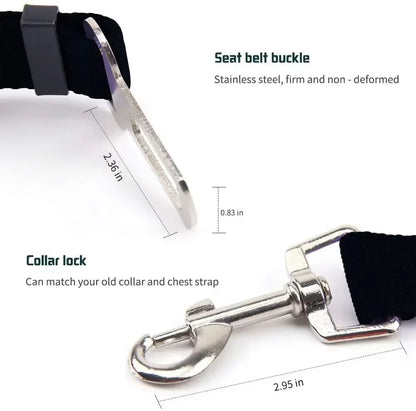 Adjustable Pet Safety Seat Belt and Harness for Dogs and Cats with Clip and Traction Lead Accessories