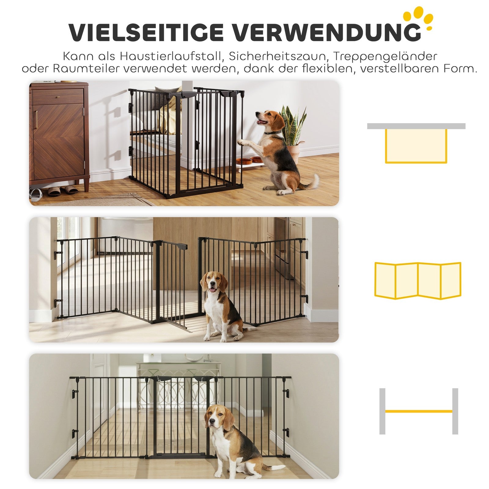 Pawhut 2-in-1 Foldable Puppy Playpen with Access Door and 5-Piece Metal Barrier for Dogs