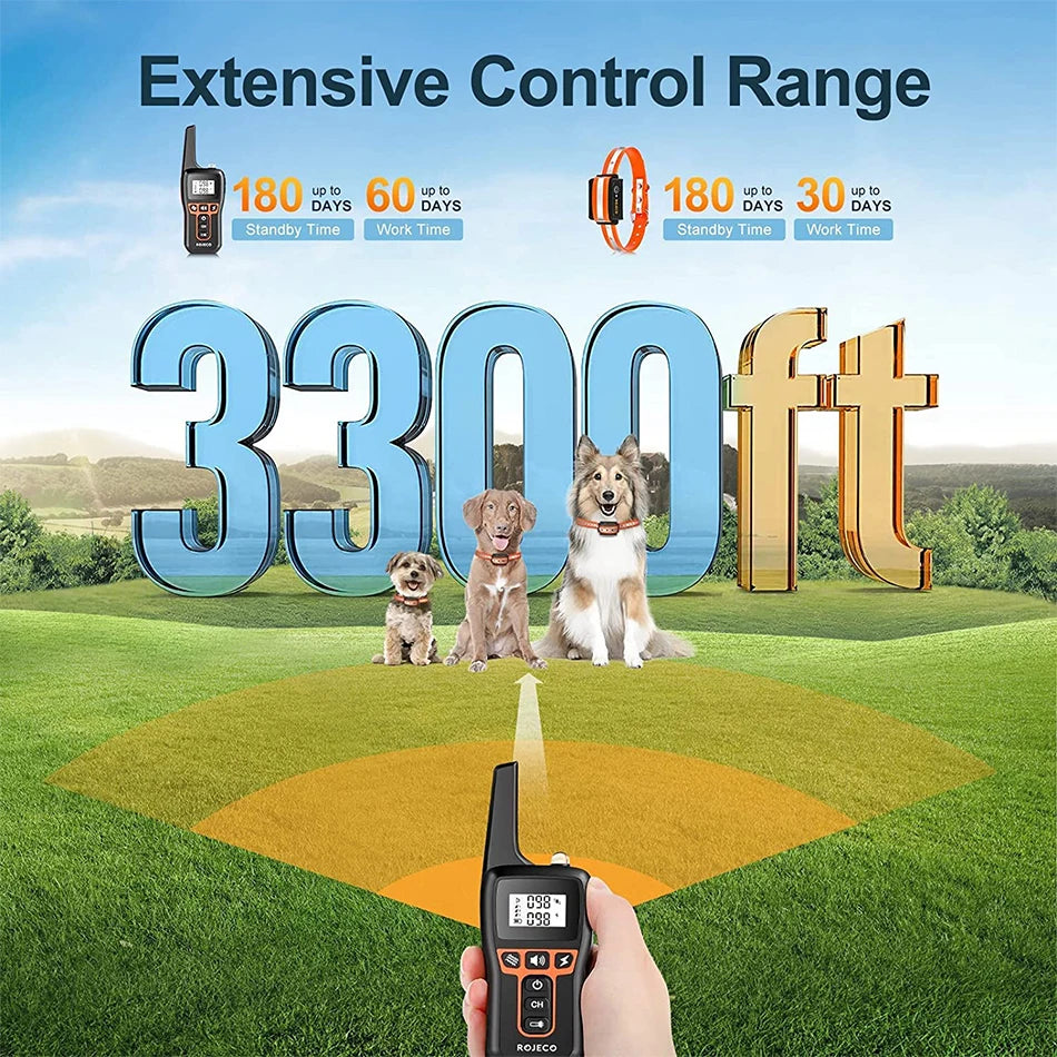 1000M Rechargeable Electric Dog Training Collar with Remote Control for Enhanced Bark Management and Behavioral Correction