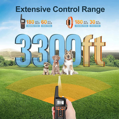 1000M Rechargeable Electric Dog Training Collar with Remote Control for Enhanced Bark Management and Behavioral Correction