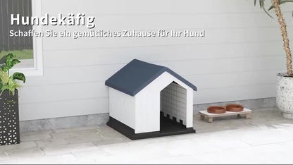 Pawhut Outdoor Hundehütte mit Asphaltdach und Fenster in Grau für Hunde