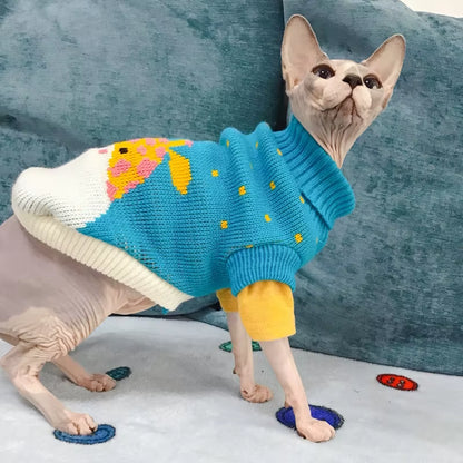 Elegant Cat Sweater Costume - Winter Pullover Apparel for Cats, Suitable for Sphynx and Various Breeds