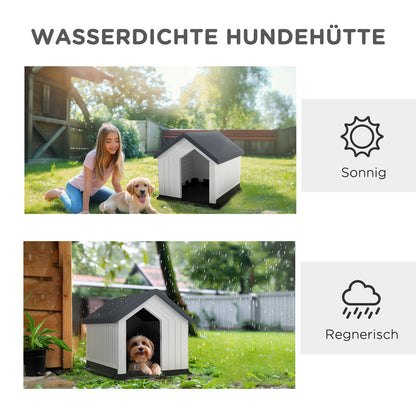 Pawhut Outdoor Hundehütte mit Asphaltdach und Fenster in Grau für Hunde