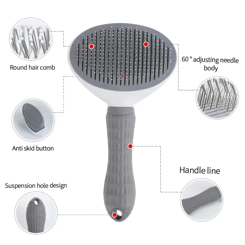 Self-Cleaning Pet Hair Removal Comb and Slicker Brush for Cats and Dogs - Professional Grooming Accessories