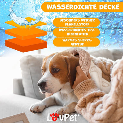 LOVPET® Waterproof Dog Blanket with Fleece Dry Bed for Pets, Accompanied by 3 Toy Bones