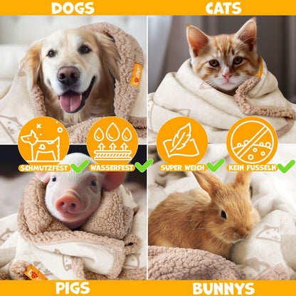 LOVPET® Waterproof Dog Blanket with Fleece Dry Bed for Pets, Accompanied by 3 Toy Bones