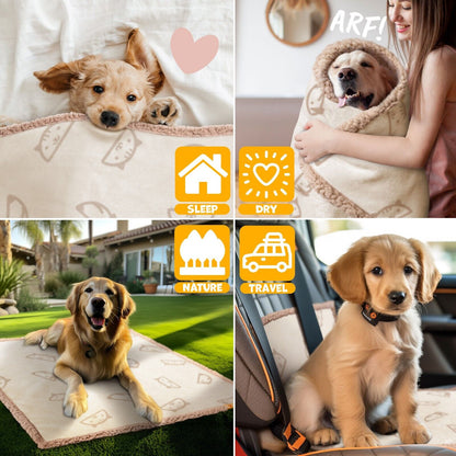 LOVPET® Waterproof Dog Blanket with Fleece Dry Bed for Pets, Accompanied by 3 Toy Bones