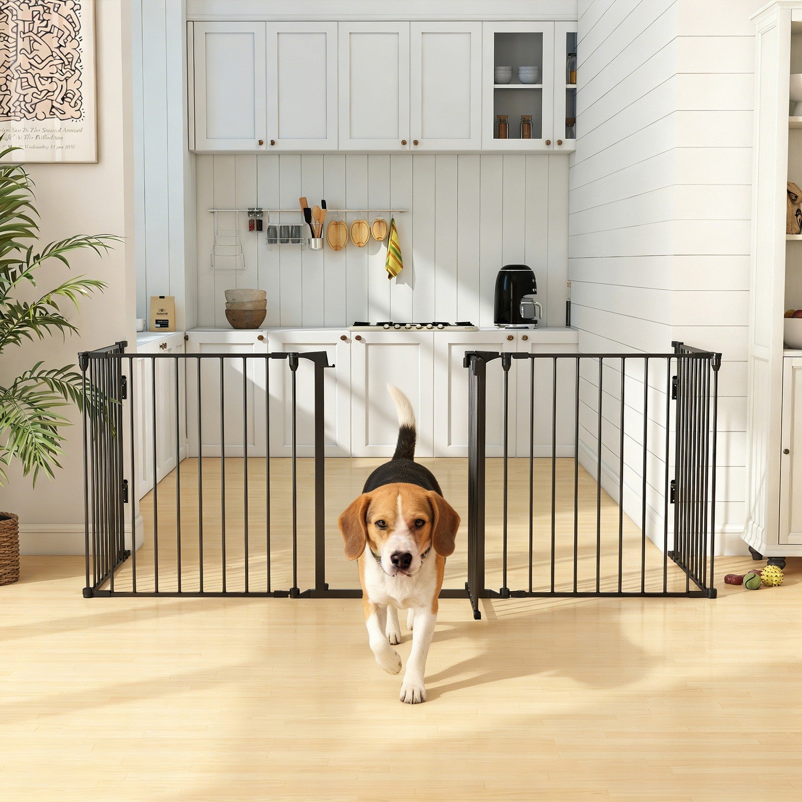 Pawhut 2-in-1 Foldable Puppy Playpen with Access Door and 5-Piece Metal Barrier for Dogs