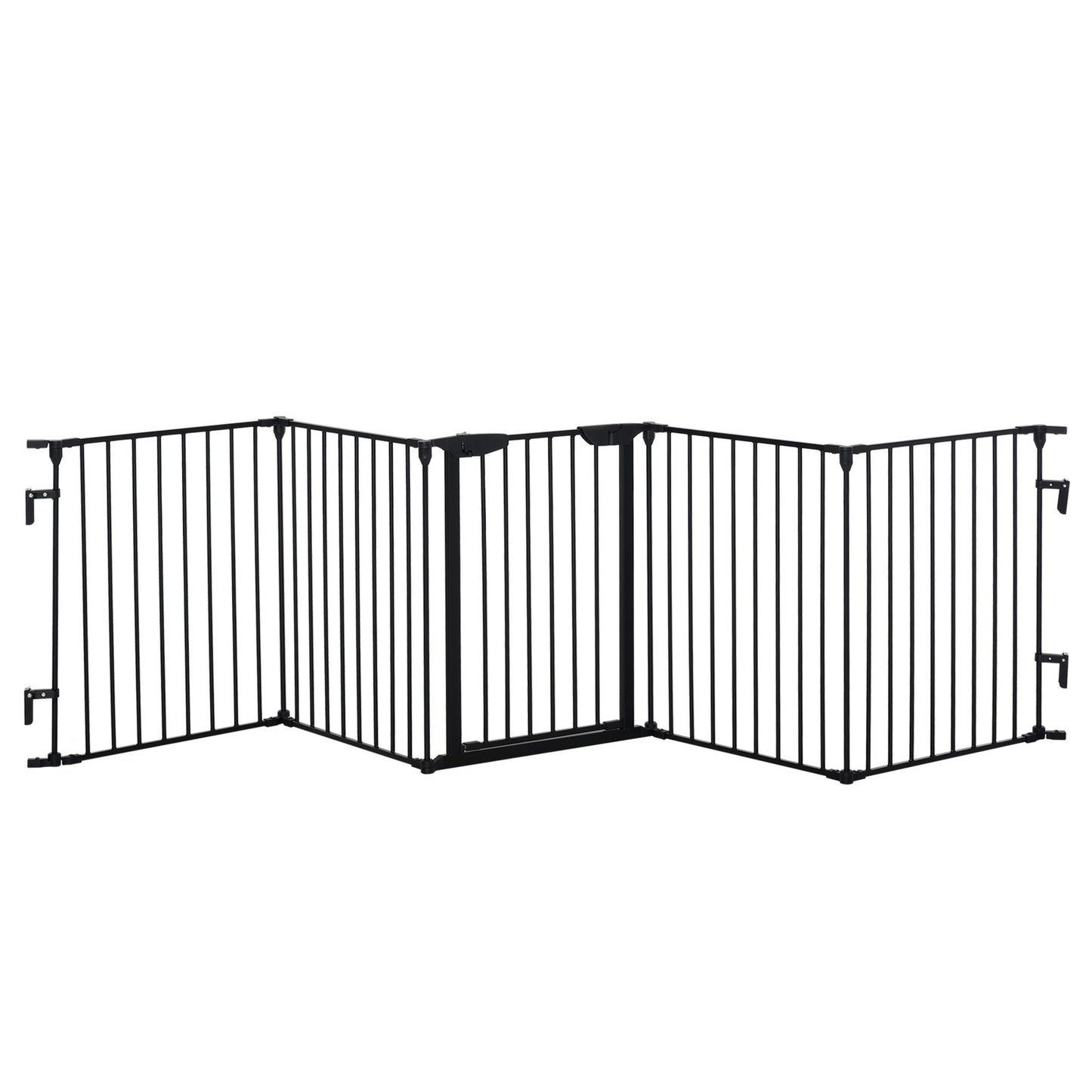 Pawhut 2-in-1 Foldable Puppy Playpen with Access Door and 5-Piece Metal Barrier for Dogs