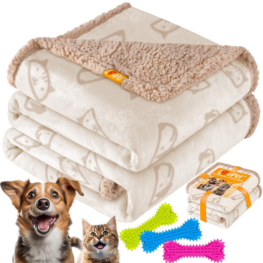LOVPET® Waterproof Dog Blanket with Fleece Dry Bed for Pets, Accompanied by 3 Toy Bones