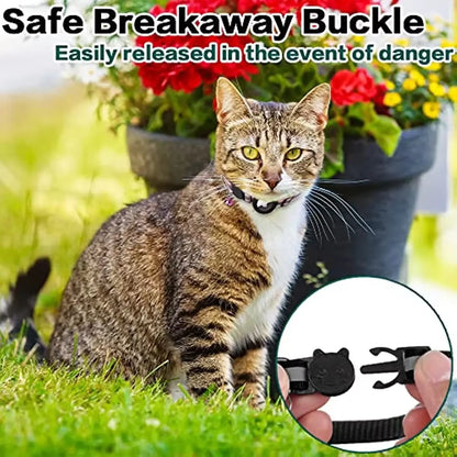 Reflective Breakaway Cat Collar with Apple AirTag Holder and Bell for Kittens, 0.4 Inches