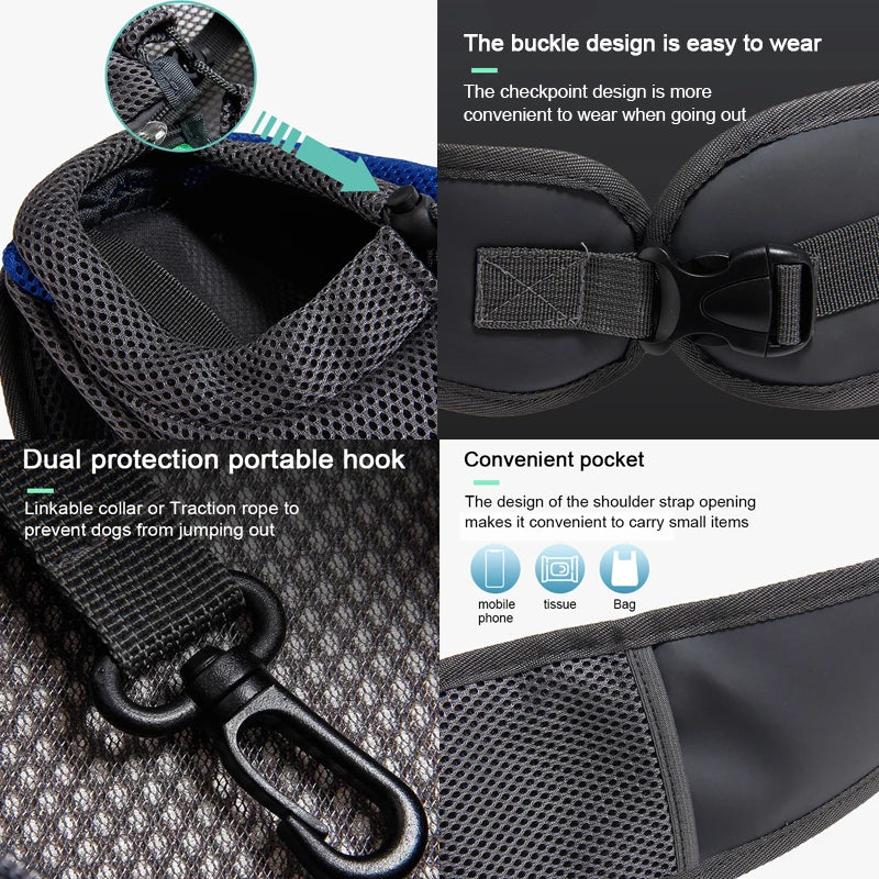 Premium Pet Carrier Backpack for Cats and Dogs - Mesh Sling Travel Tote with Adjustable Crossbody Shoulder Strap
