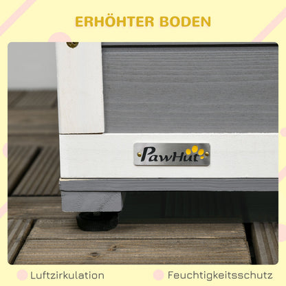 Pawhut Tannenholz-Hundehütte mit zwei Fressnapf-Schalen für Kleintiere, optimal für den Außenbereich