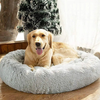 Premium Plush Donut Dog Bed - Warm, Soft, and Washable Calming Pet Bed for Small to Large Dogs and Cats - Ideal Winter Kennel Sofa Cushion Mat