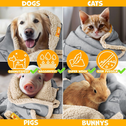 LOVPET® Waterproof Dog Blanket with Fleece Dry Bed for Pets, Accompanied by 3 Toy Bones