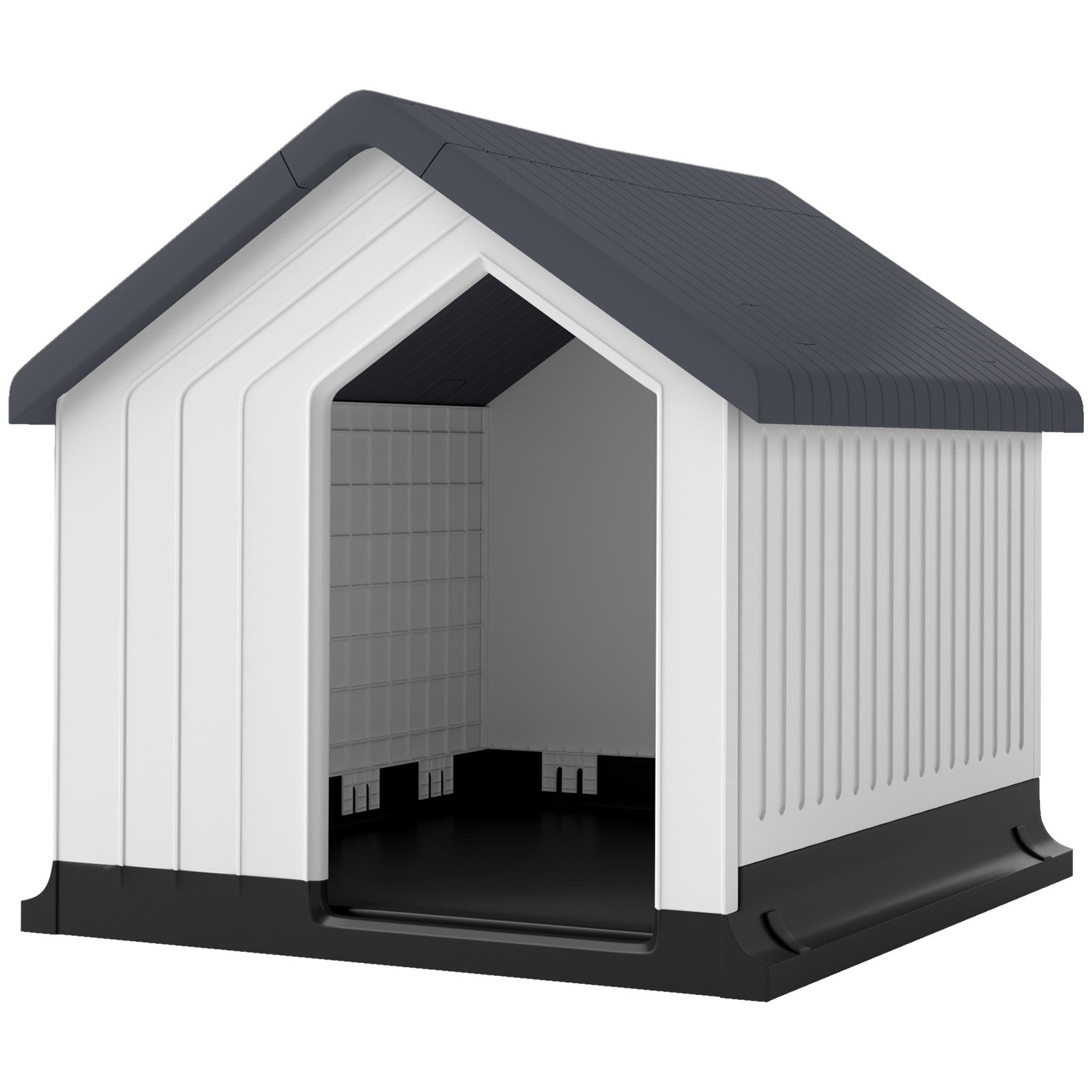 Pawhut Outdoor Hundehütte mit Asphaltdach und Fenster in Grau für Hunde