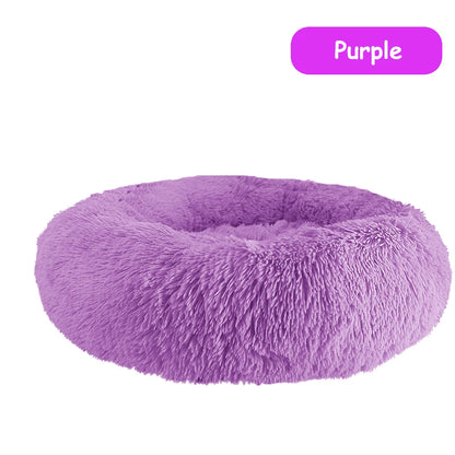 Premium Plush Donut Dog Bed - Warm, Soft, and Washable Calming Pet Bed for Small to Large Dogs and Cats - Ideal Winter Kennel Sofa Cushion Mat