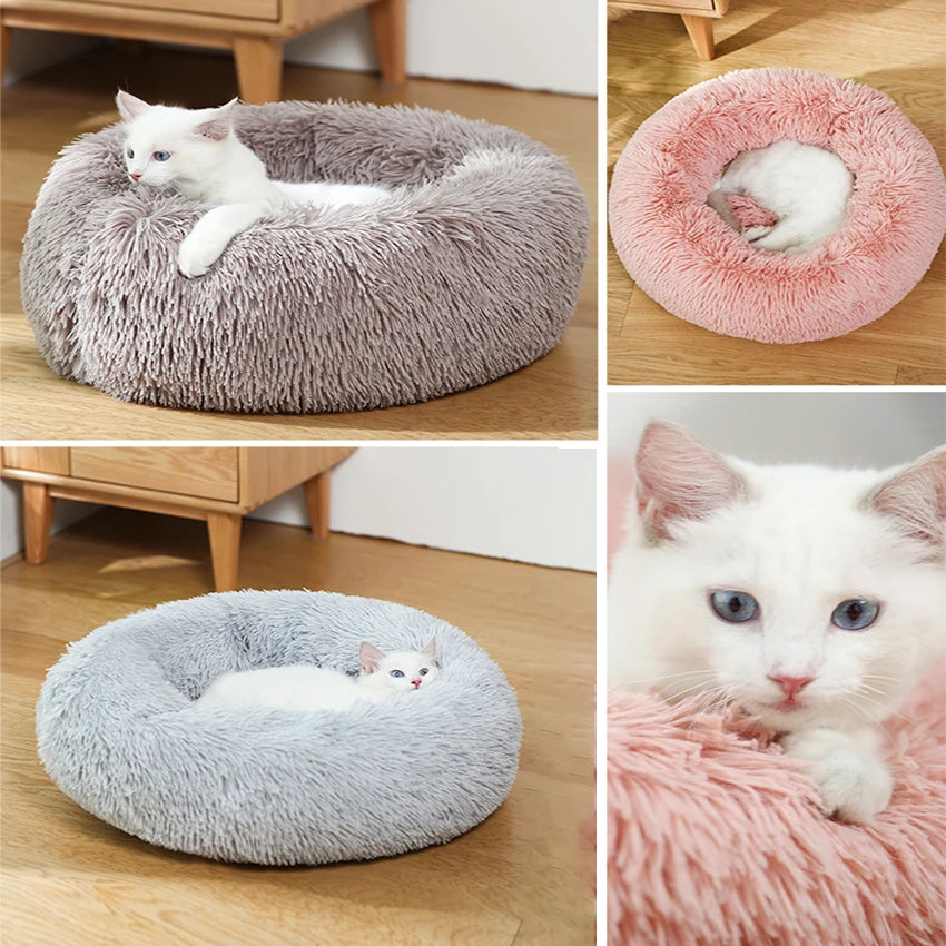 Premium Plush Donut Dog Bed - Warm, Soft, and Washable Calming Pet Bed for Small to Large Dogs and Cats - Ideal Winter Kennel Sofa Cushion Mat