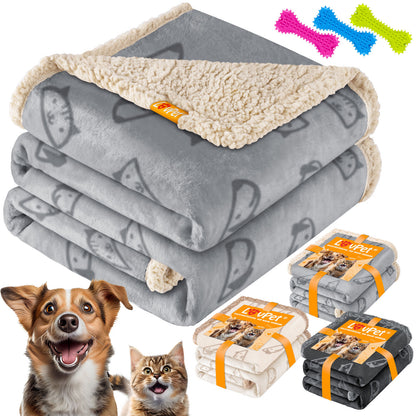 LOVPET® Waterproof Dog Blanket with Fleece Dry Bed for Pets, Accompanied by 3 Toy Bones