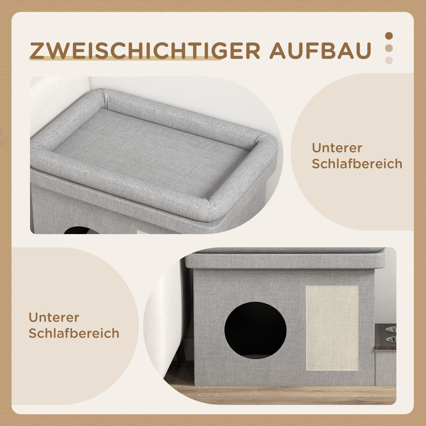 Pawhut Katzenhaus mit zwei hochwertigen Edelstahlnäpfen