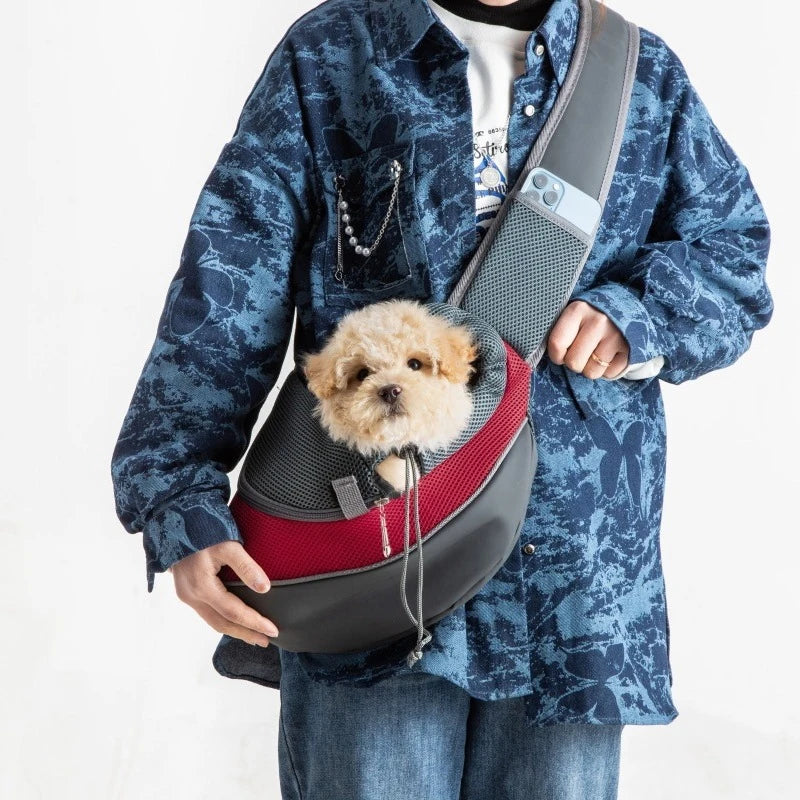Premium Pet Carrier Backpack for Cats and Dogs - Mesh Sling Travel Tote with Adjustable Crossbody Shoulder Strap