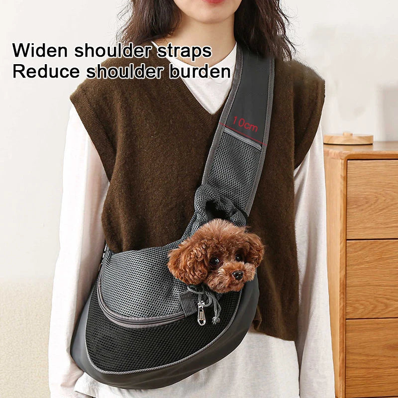 Premium Pet Carrier Backpack for Cats and Dogs - Mesh Sling Travel Tote with Adjustable Crossbody Shoulder Strap
