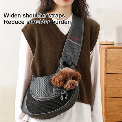 Premium Pet Carrier Backpack for Cats and Dogs - Mesh Sling Travel Tote with Adjustable Crossbody Shoulder Strap
