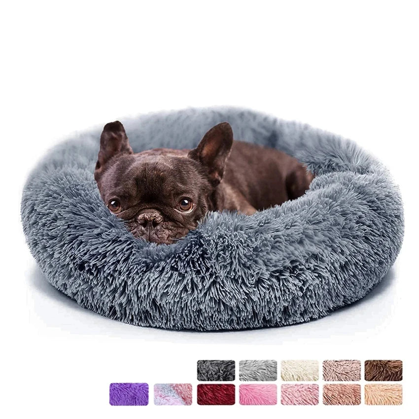 Premium Plush Donut Dog Bed - Warm, Soft, and Washable Calming Pet Bed for Small to Large Dogs and Cats - Ideal Winter Kennel Sofa Cushion Mat