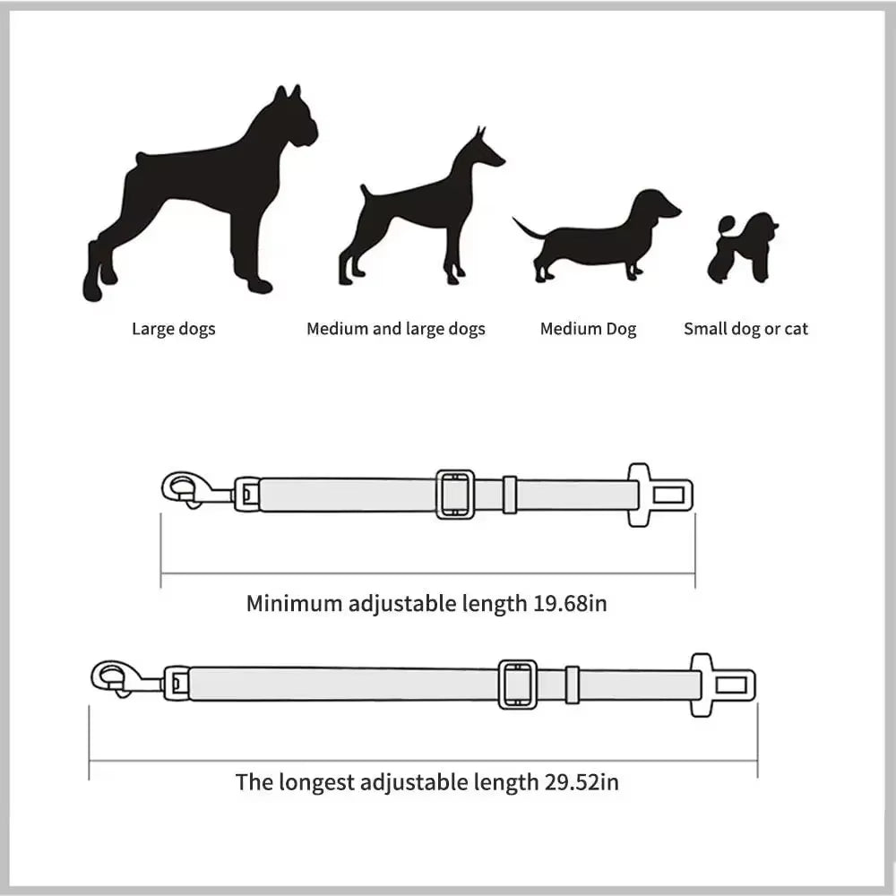 Adjustable Pet Safety Seat Belt and Harness for Dogs and Cats with Clip and Traction Lead Accessories