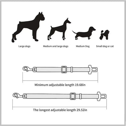 Adjustable Pet Safety Seat Belt and Harness for Dogs and Cats with Clip and Traction Lead Accessories