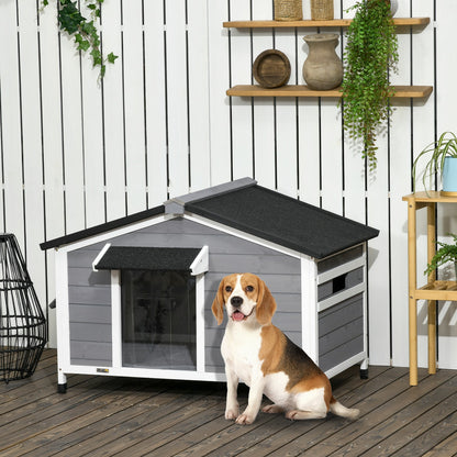 Pawhut Hundehütte aus Tannenholz mit wetterfestem Dach für den Außenbereich