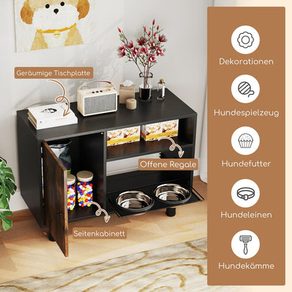 Futterstation mit zwei Edelstahlnäpfen für Hundefutter und -wasser