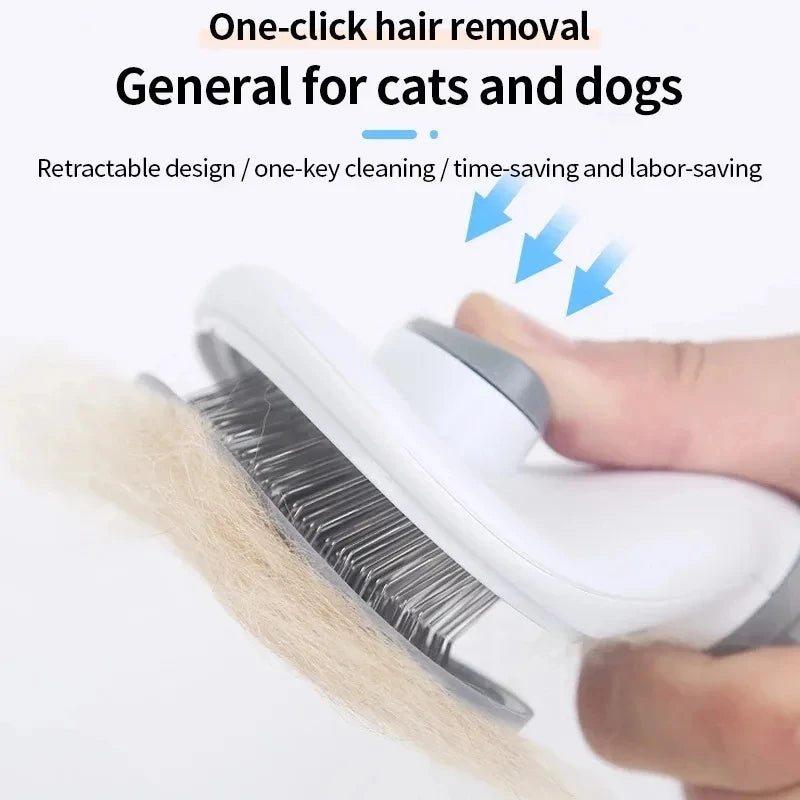 Self-Cleaning Pet Hair Removal Comb and Slicker Brush for Cats and Dogs - Professional Grooming Accessories