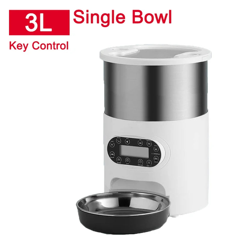 Smart App-Controlled Stainless Steel Cat and Dog Feeder - Automatic Double Meal Dispenser for Remote Feeding