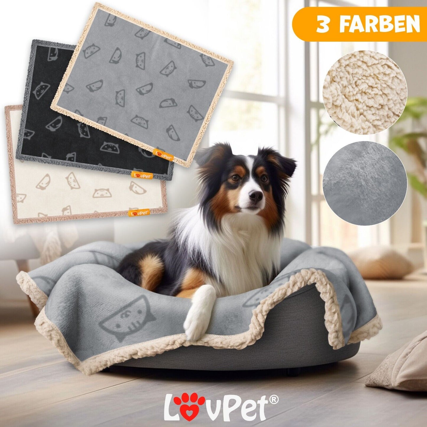 LOVPET® Waterproof Dog Blanket with Fleece Dry Bed for Pets, Accompanied by 3 Toy Bones