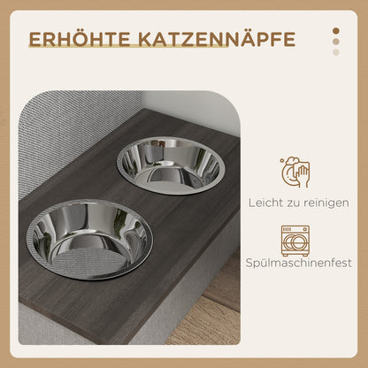 Pawhut Katzenhaus mit zwei hochwertigen Edelstahlnäpfen