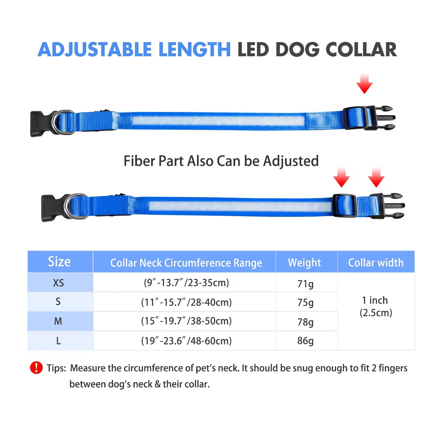 Luminous Waterproof LED Dog Collar with Flashing Safety Lights