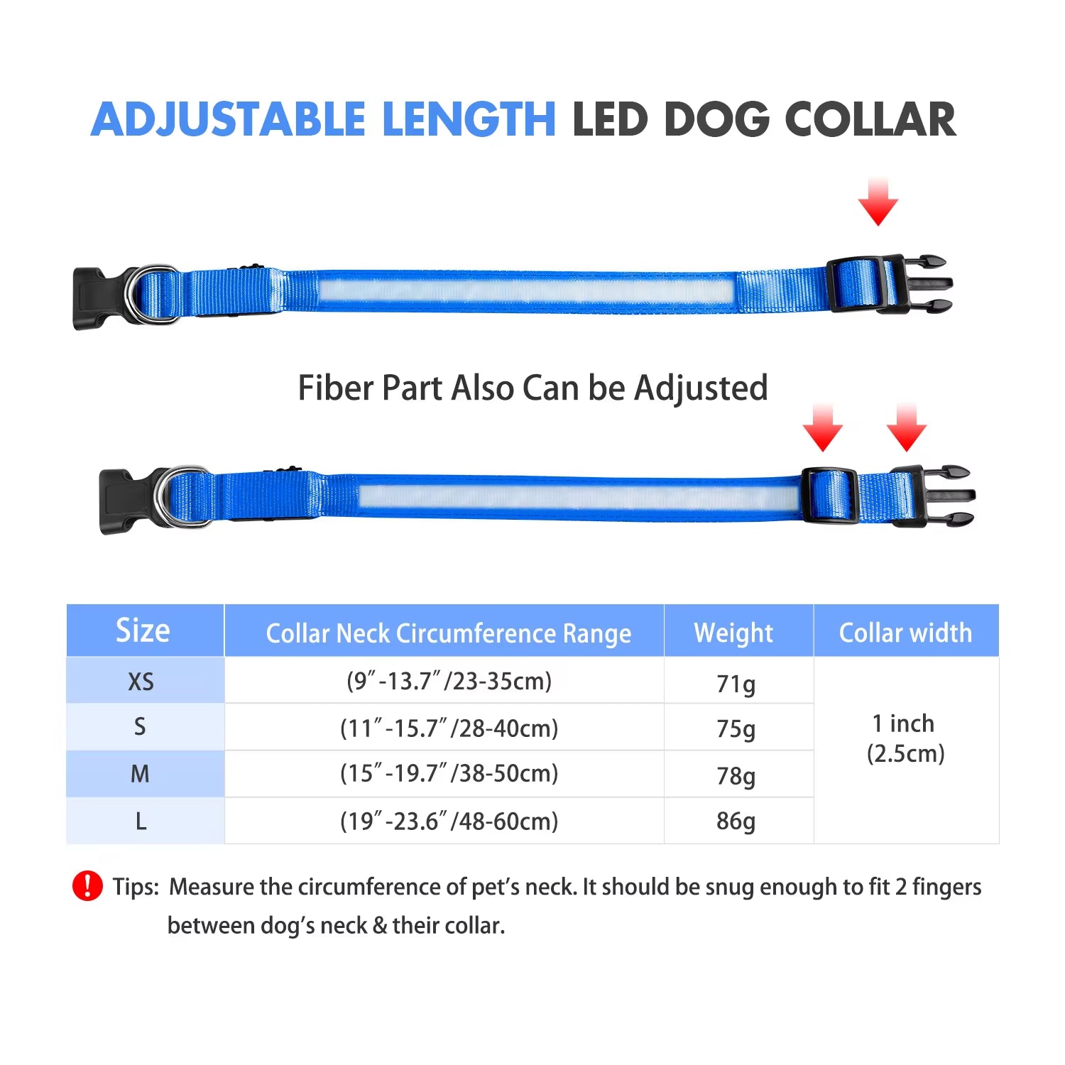 Luminous Waterproof LED Dog Collar with Flashing Safety Lights