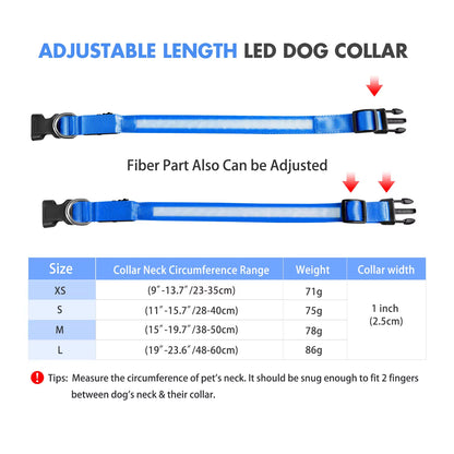 Luminous Waterproof LED Dog Collar with Flashing Safety Lights